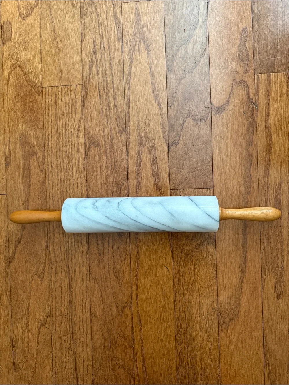 Vintage Marble Rolling Pin with Wooden Handles